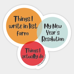 Venn Diagram Things I write in list from vs. My New Year’s Resolutions Sticker